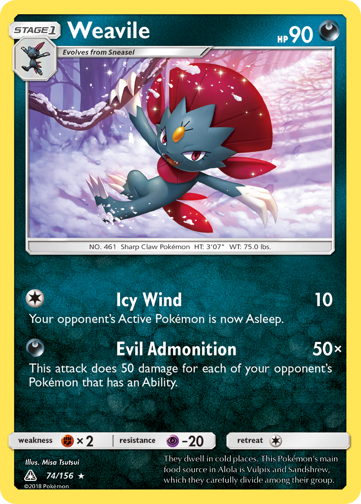 Weavile (74/156) [Sun & Moon: Ultra Prism] | Tables and Towers