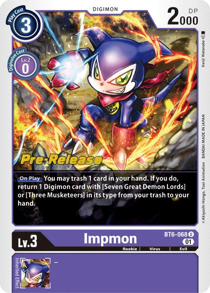 Impmon [BT6-068] [Double Diamond Pre-Release Cards] | Tables and Towers