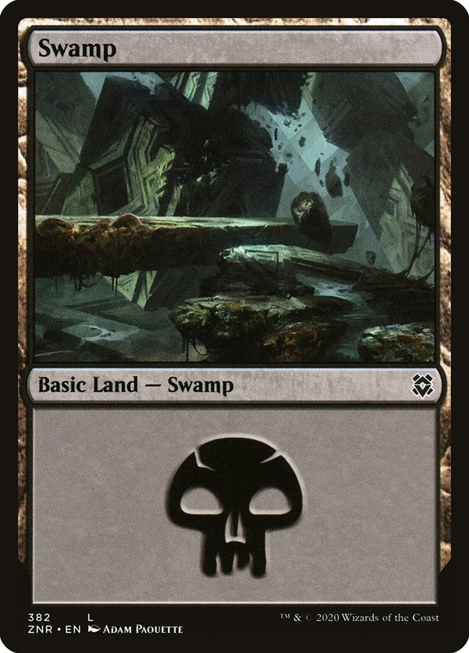 Swamp (382) [Zendikar Rising] | Tables and Towers