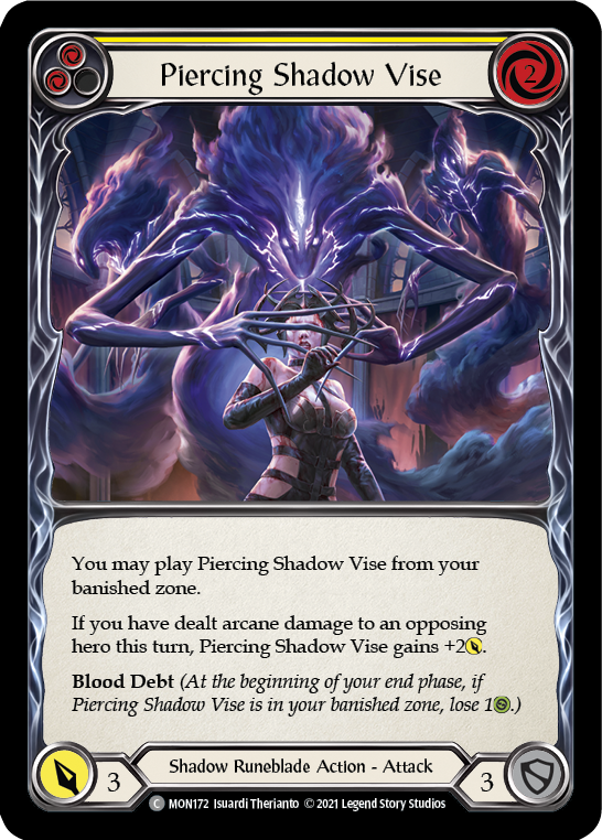 Piercing Shadow Vise (Yellow) [MON172-RF] (Monarch)  1st Edition Rainbow Foil | Tables and Towers