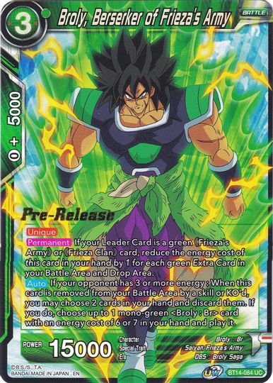 Broly, Berserker of Frieza's Army (BT14-084) [Cross Spirits Prerelease Promos] | Tables and Towers