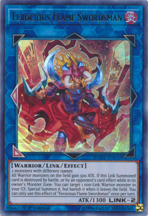 Ferocious Flame Swordsman [DUOV-EN032] Ultra Rare | Tables and Towers