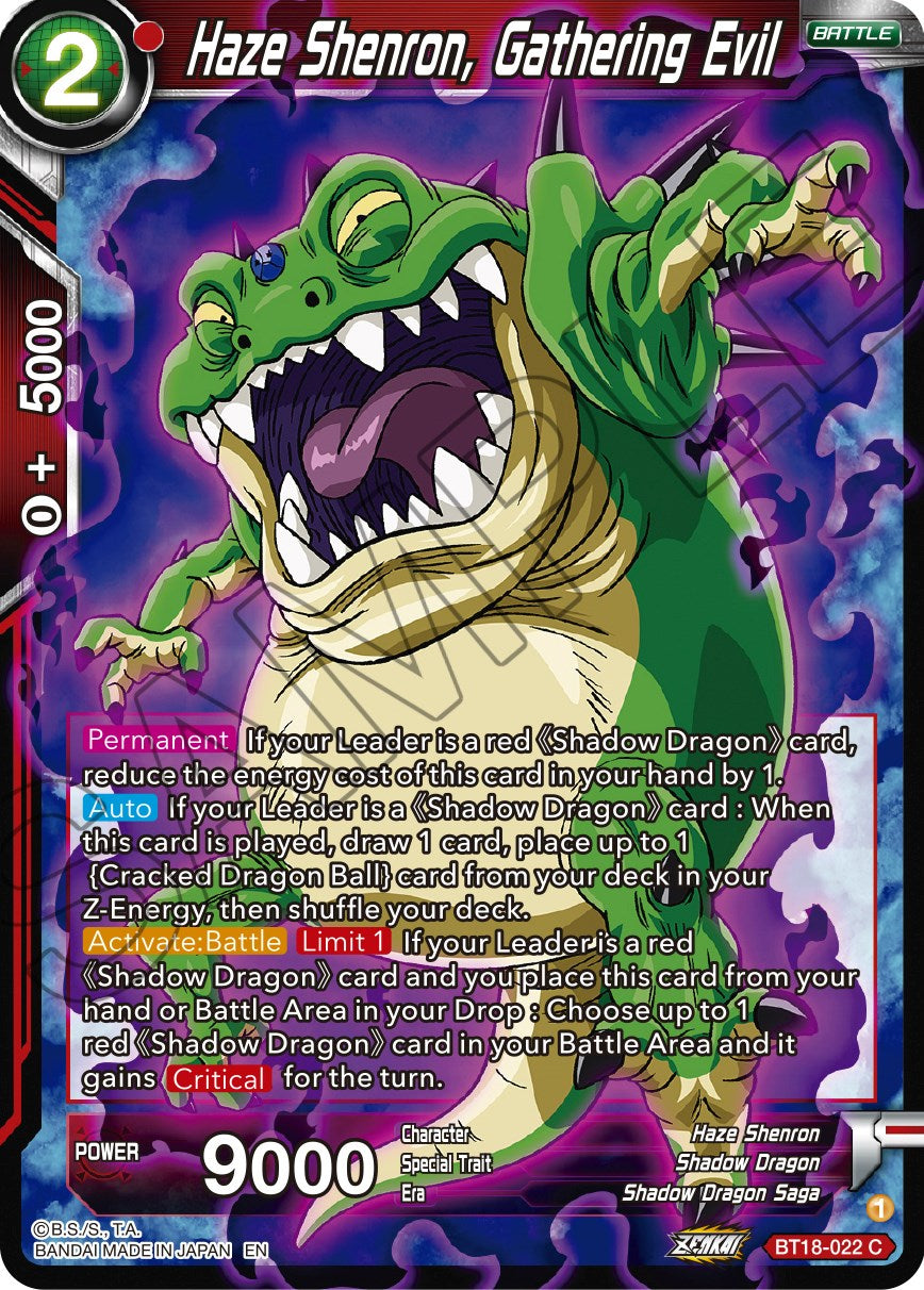 Haze Shenron, Gathering Evil (BT18-022) [Dawn of the Z-Legends] | Tables and Towers