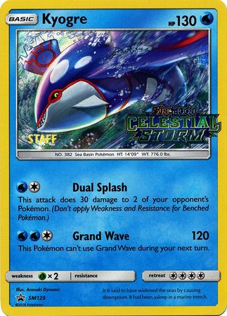 Kyogre (SM129) (Staff Prerelease Promo) [Sun & Moon: Black Star Promos] | Tables and Towers