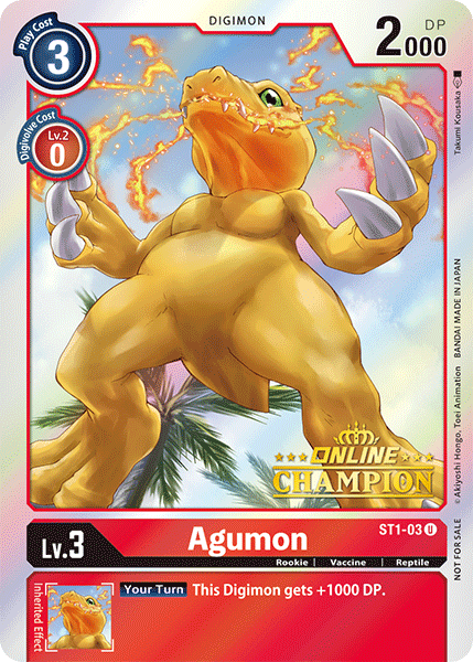 Agumon [ST1-03] (Online Champion) [Starter Deck: Gaia Red Promos] | Tables and Towers