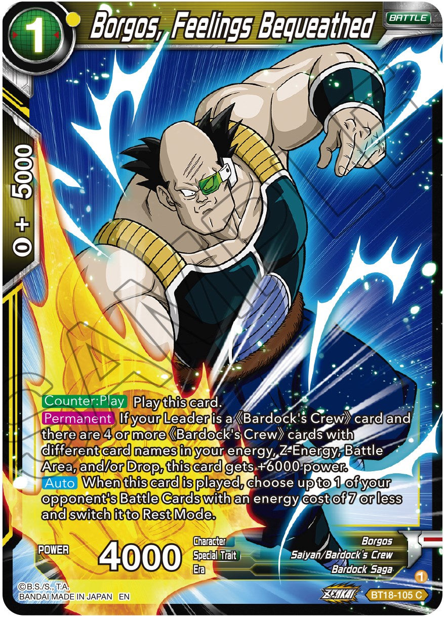 Borgos, Feelings Bequeathed (BT18-105) [Dawn of the Z-Legends] | Tables and Towers