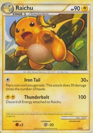 Raichu (19/30) [HeartGold & SoulSilver: Trainer Kit - Raichu] | Tables and Towers