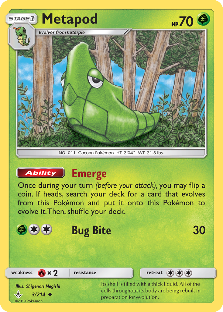 Metapod (3/214) [Sun & Moon: Unbroken Bonds] | Tables and Towers