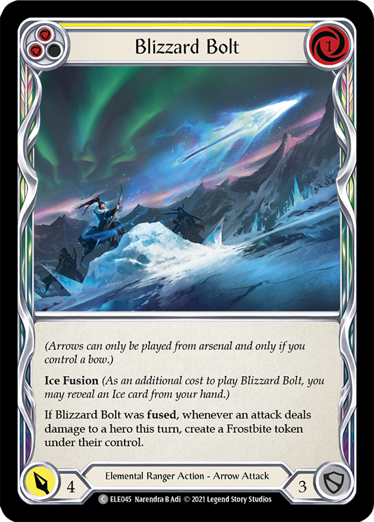 Blizzard Bolt (Yellow) [ELE045] (Tales of Aria)  1st Edition Rainbow Foil | Tables and Towers