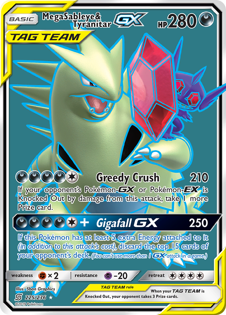 Mega Sableye & Tyranitar GX (225/236) [Sun & Moon: Unified Minds] | Tables and Towers