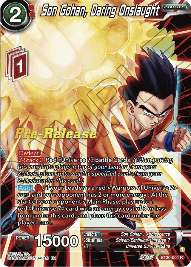 Son Gohan, Daring Onslaught (BT20-004) [Power Absorbed Prerelease Promos] | Tables and Towers