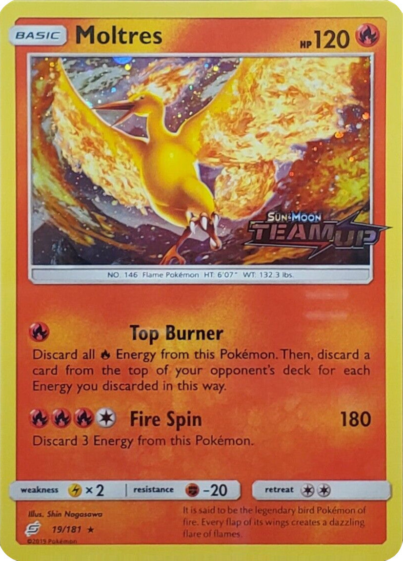 Moltres (19/181) (Stamped) [Sun & Moon: Team Up] | Tables and Towers