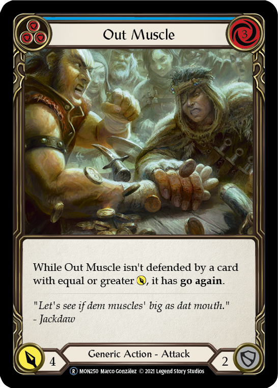 Out Muscle (Blue) [U-MON250-RF] (Monarch Unlimited)  Unlimited Rainbow Foil | Tables and Towers