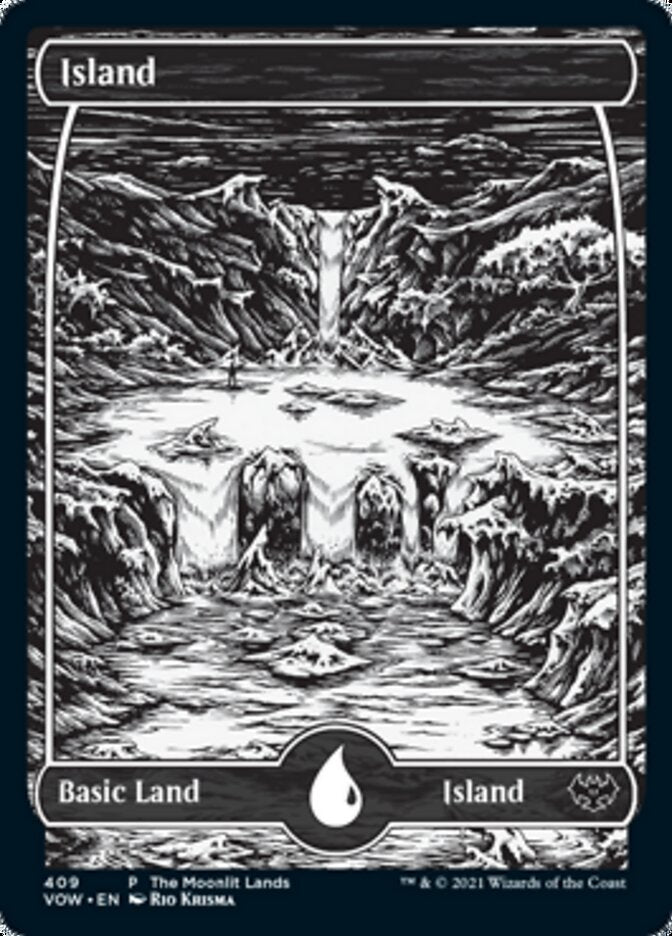 Island (The Moonlit Lands) (Foil Etched) [Innistrad: Crimson Vow Promos] | Tables and Towers