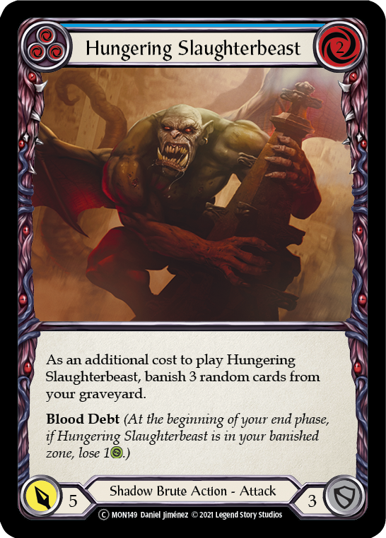 Hungering Slaughterbeast (Blue) [U-MON149-RF] (Monarch Unlimited)  Unlimited Rainbow Foil | Tables and Towers