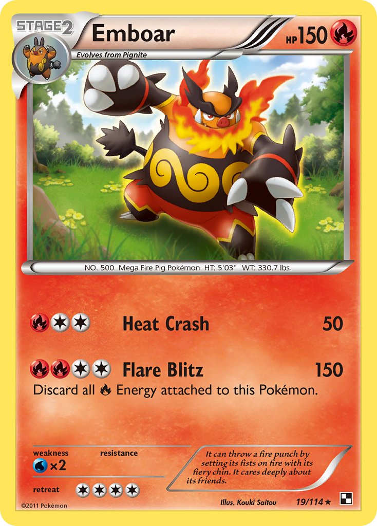 Emboar (19/114) (Cracked Ice Holo) (Theme Deck Exclusive) [Black & White: Base Set] | Tables and Towers