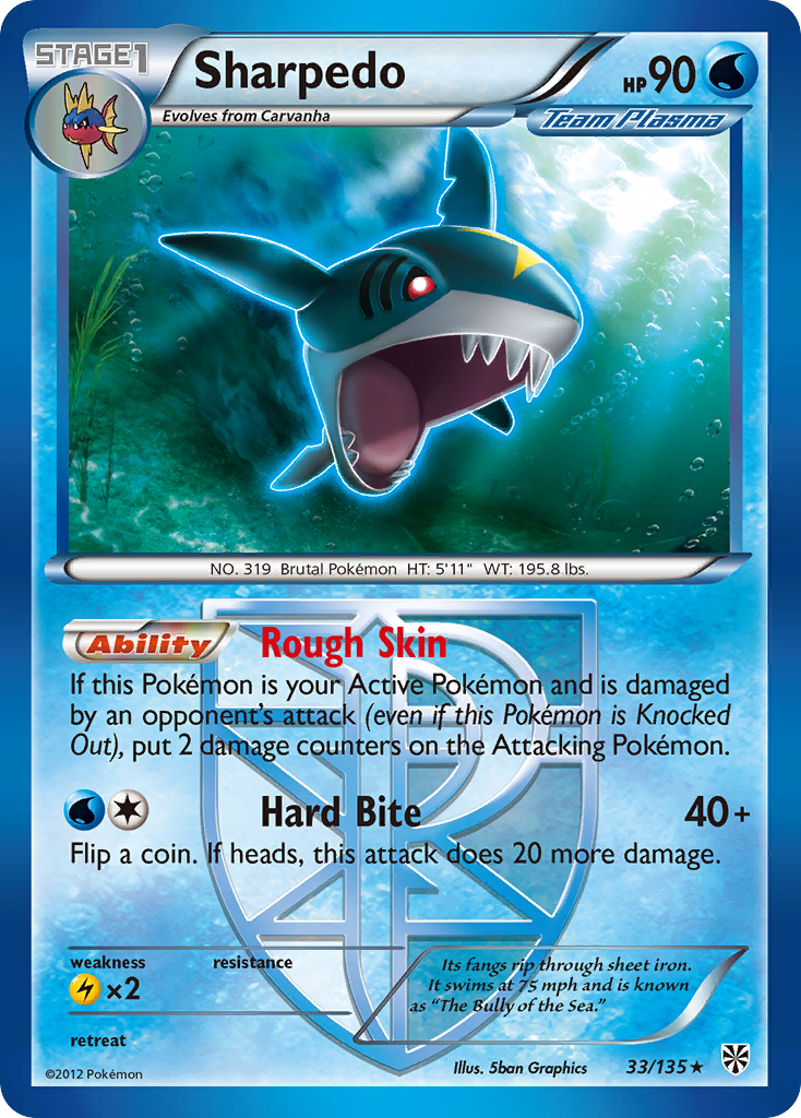 Sharpedo (33/135) [Black & White: Plasma Storm] | Tables and Towers