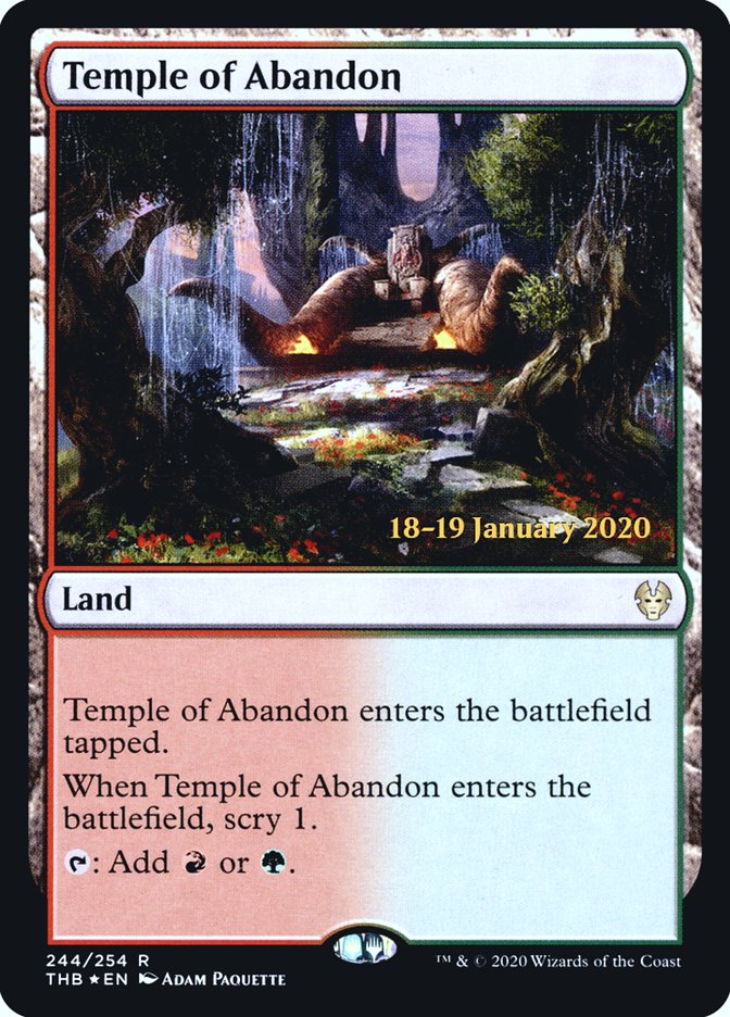 Temple of Abandon [Theros Beyond Death Prerelease Promos] | Tables and Towers