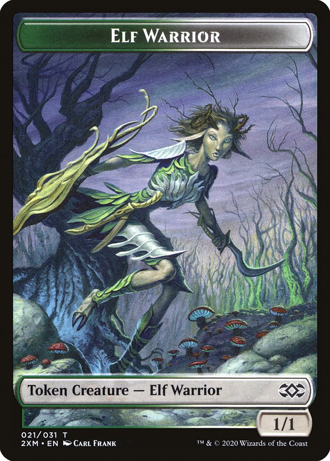 Golem // Elf Warrior Double-Sided Token [Double Masters Tokens] | Tables and Towers