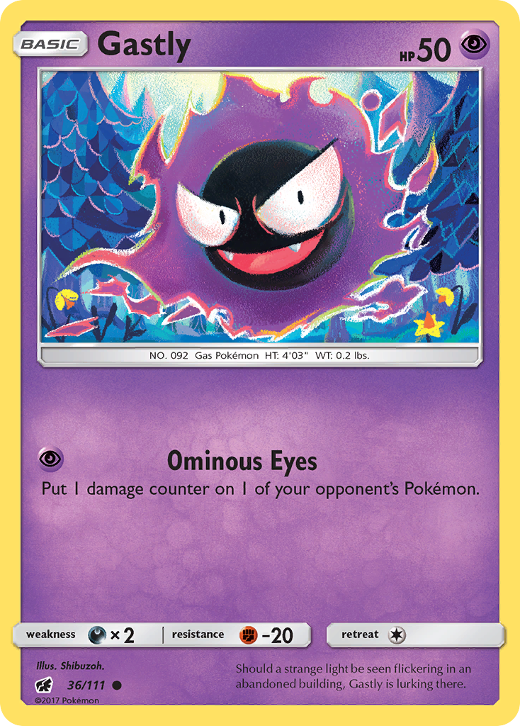 Gastly (36/111) [Sun & Moon: Crimson Invasion] | Tables and Towers