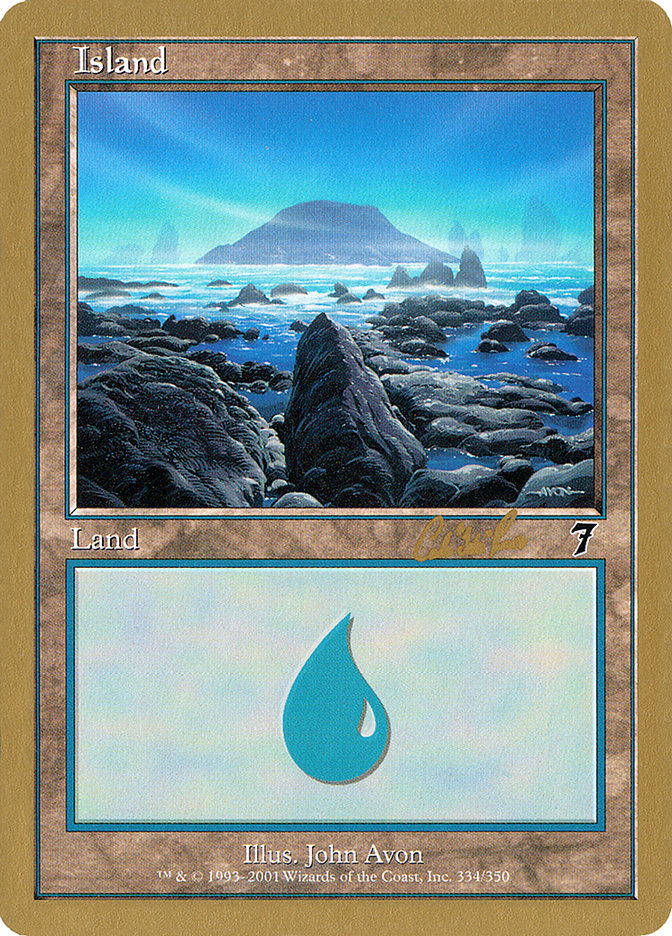 Island (cr334) (Carlos Romao) [World Championship Decks 2002] | Tables and Towers