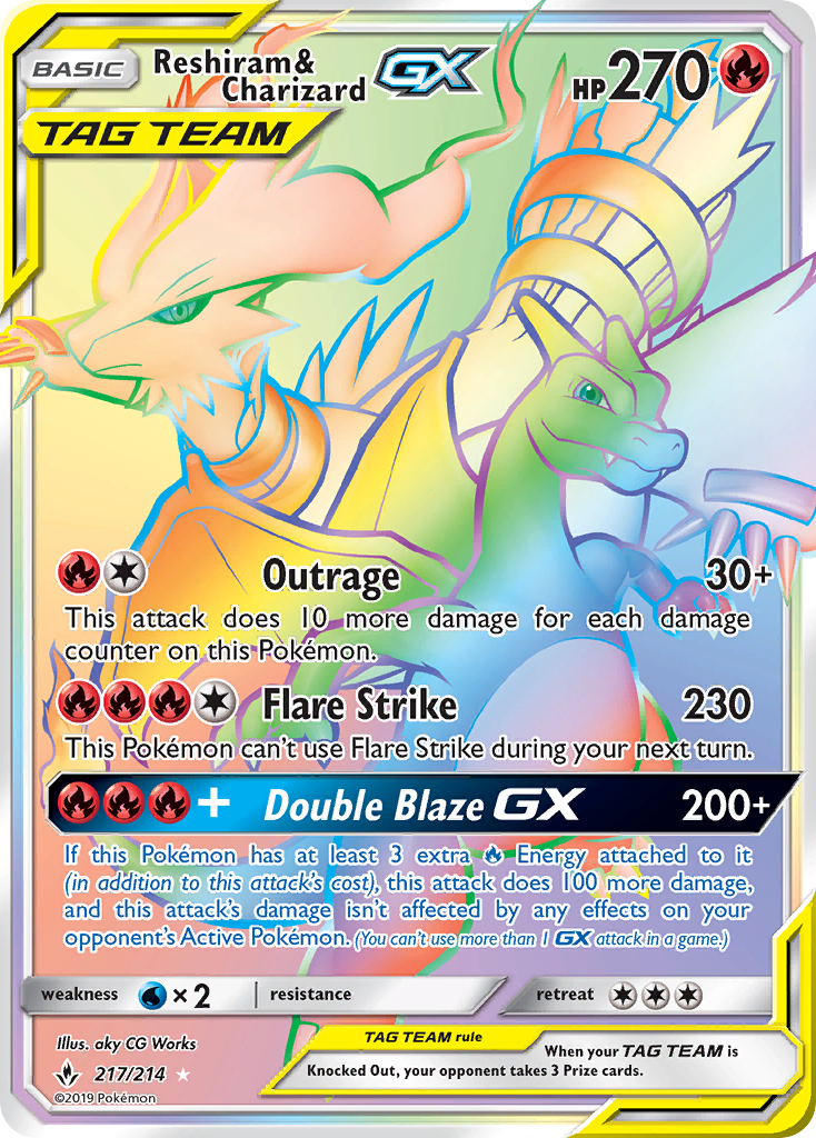 Reshiram & Charizard GX (217/214) [Sun & Moon: Unbroken Bonds] | Tables and Towers