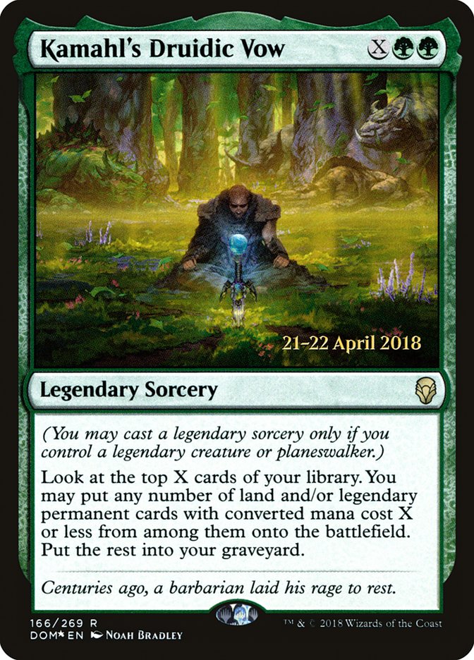 Kamahl's Druidic Vow [Dominaria Prerelease Promos] | Tables and Towers