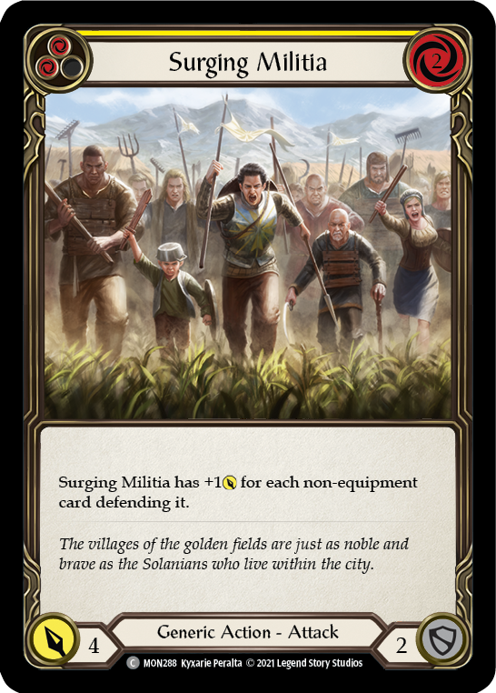 Surging Militia (Yellow) [MON288-RF] (Monarch)  1st Edition Rainbow Foil | Tables and Towers