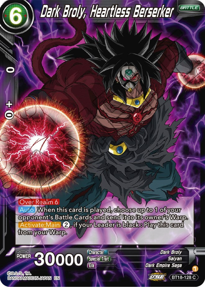 Dark Broly, Heartless Berserker (BT18-128) [Dawn of the Z-Legends] | Tables and Towers