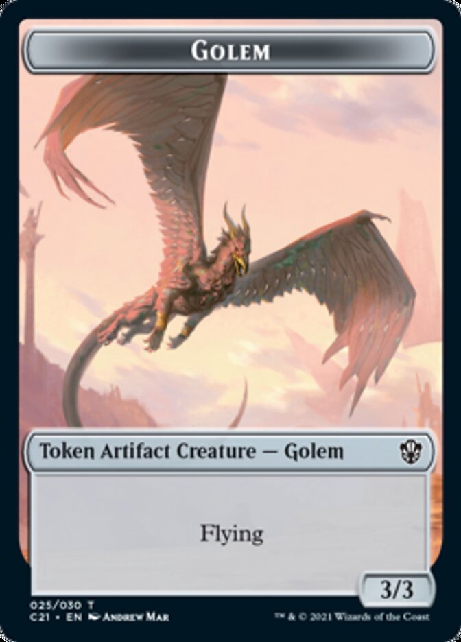 Golem (025) // Thopter Double-Sided Token [Commander 2021 Tokens] | Tables and Towers