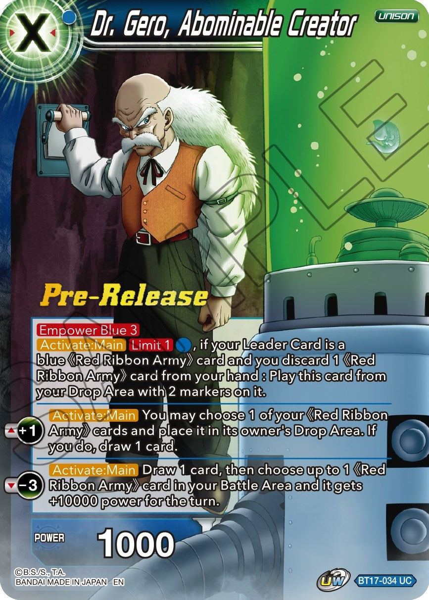 Dr. Gero, Abominable Creator (BT17-034) [Ultimate Squad Prerelease Promos] | Tables and Towers