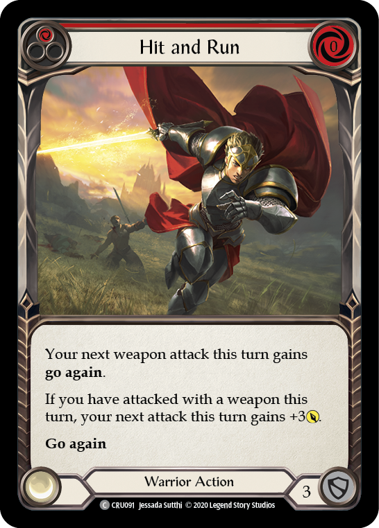 Hit and Run (Red) [CRU091] (Crucible of War)  1st Edition Rainbow Foil | Tables and Towers