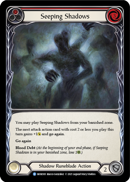 Seeping Shadows (Red) [MON165] (Monarch)  1st Edition Normal | Tables and Towers