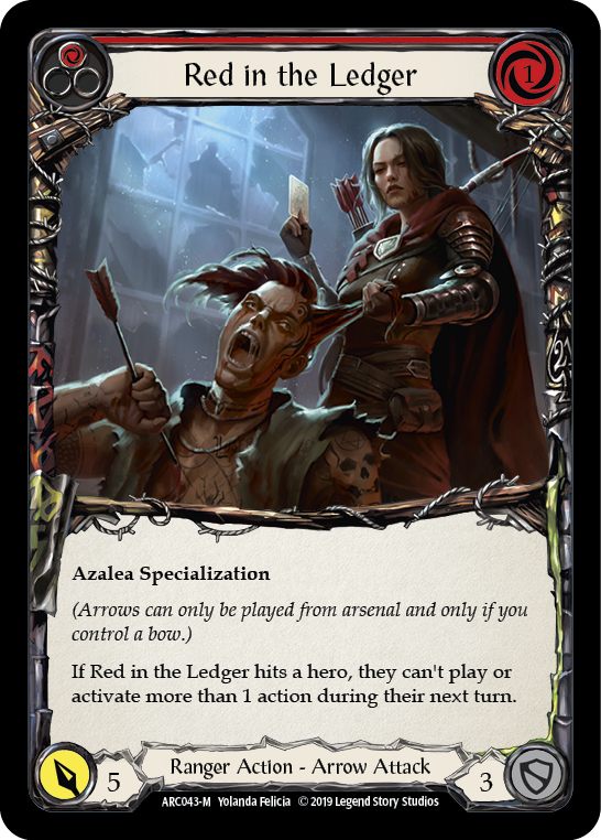 Red in the Ledger [ARC043-M] (Arcane Rising)  1st Edition Rainbow Foil | Tables and Towers