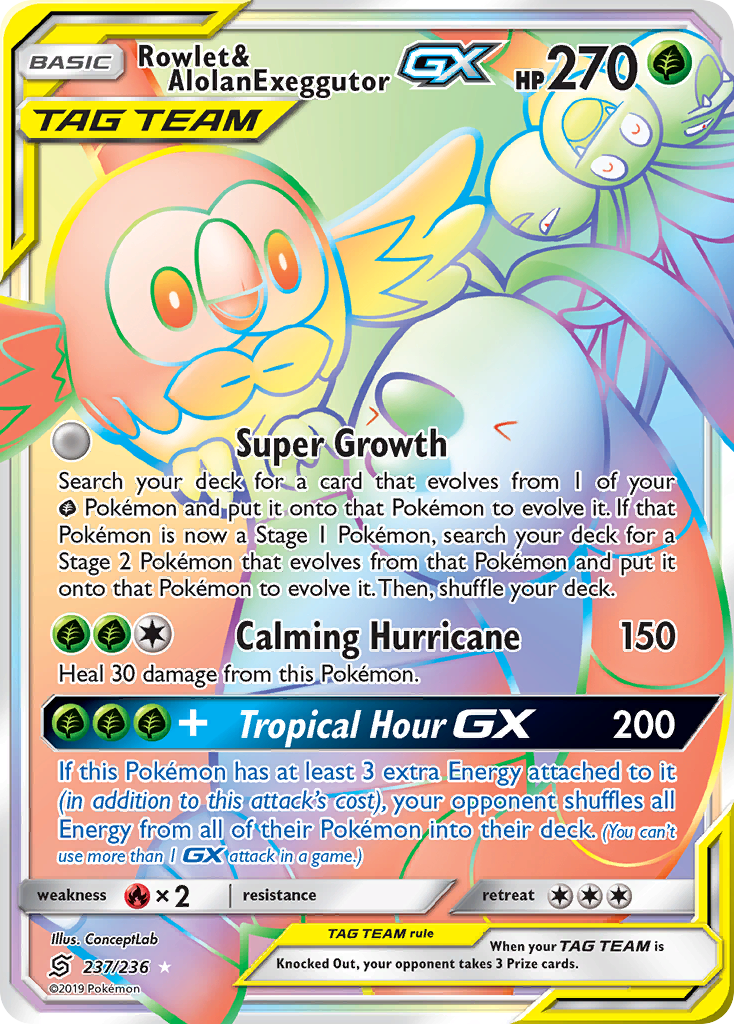 Rowlet & Alolan Exeggutor GX (237/236) [Sun & Moon: Unified Minds] | Tables and Towers