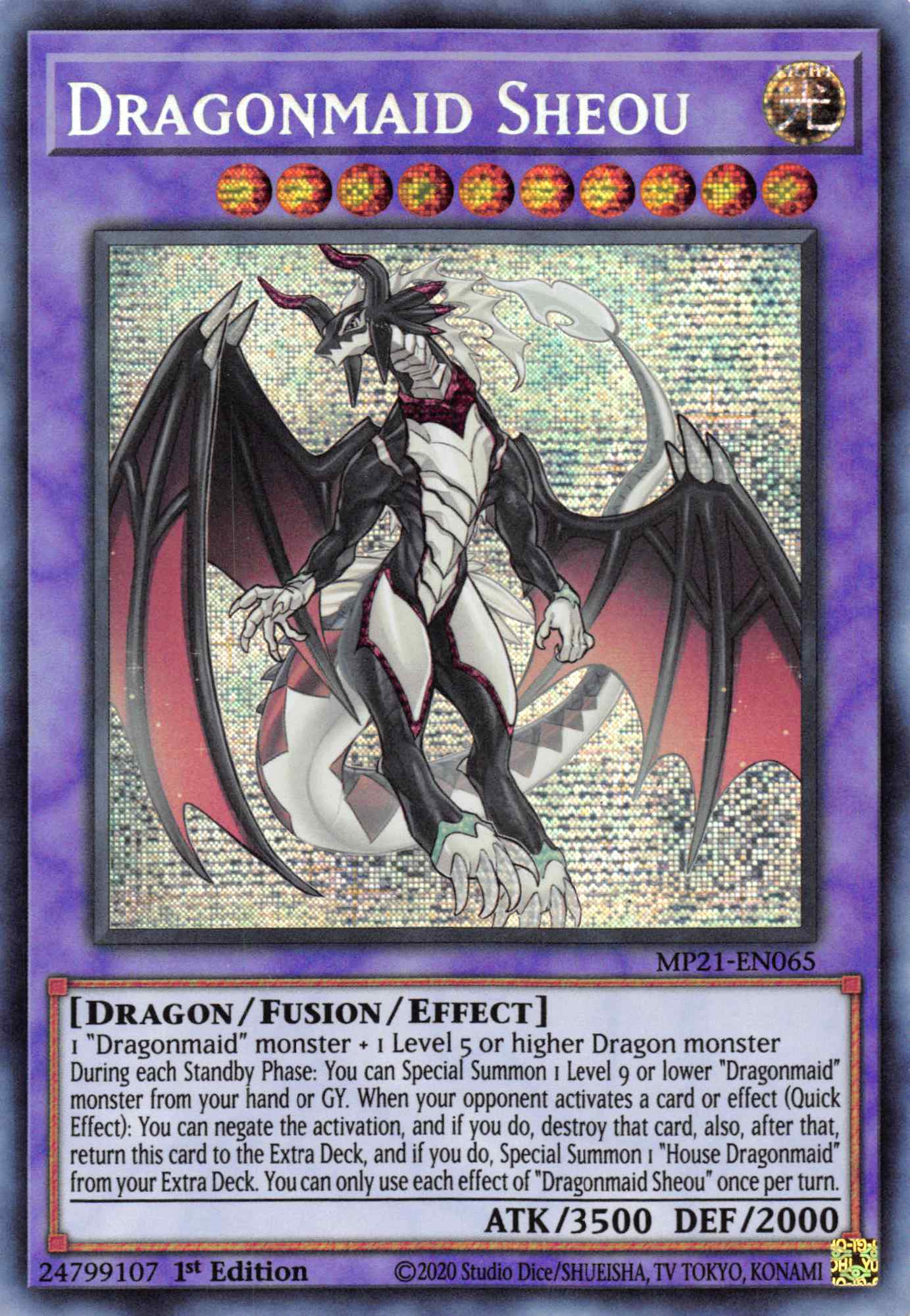 Dragonmaid Sheou [MP21-EN065] Prismatic Secret Rare | Tables and Towers