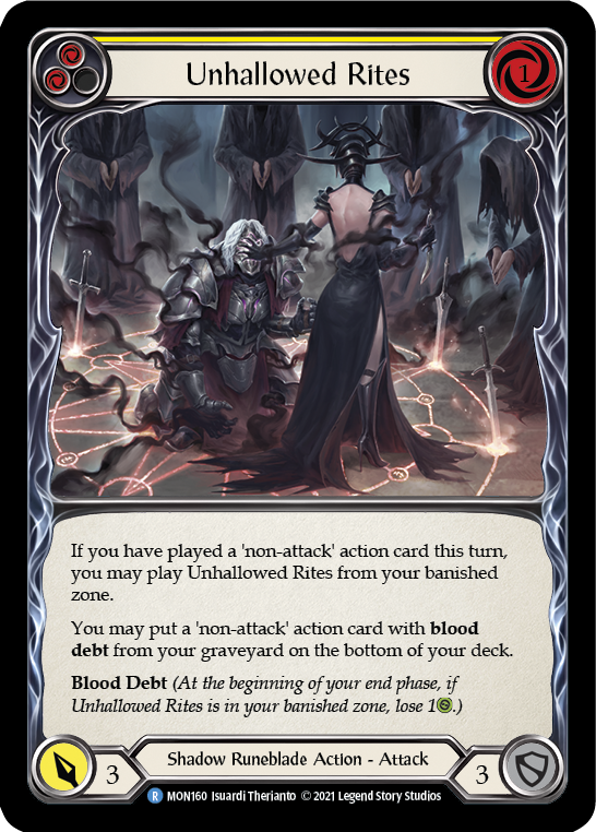 Unhallowed Rites (Yellow) [MON160-RF] (Monarch)  1st Edition Rainbow Foil | Tables and Towers