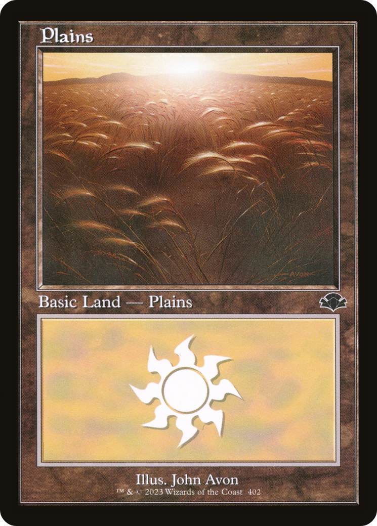 Plains (402) (Retro) [Dominaria Remastered] | Tables and Towers