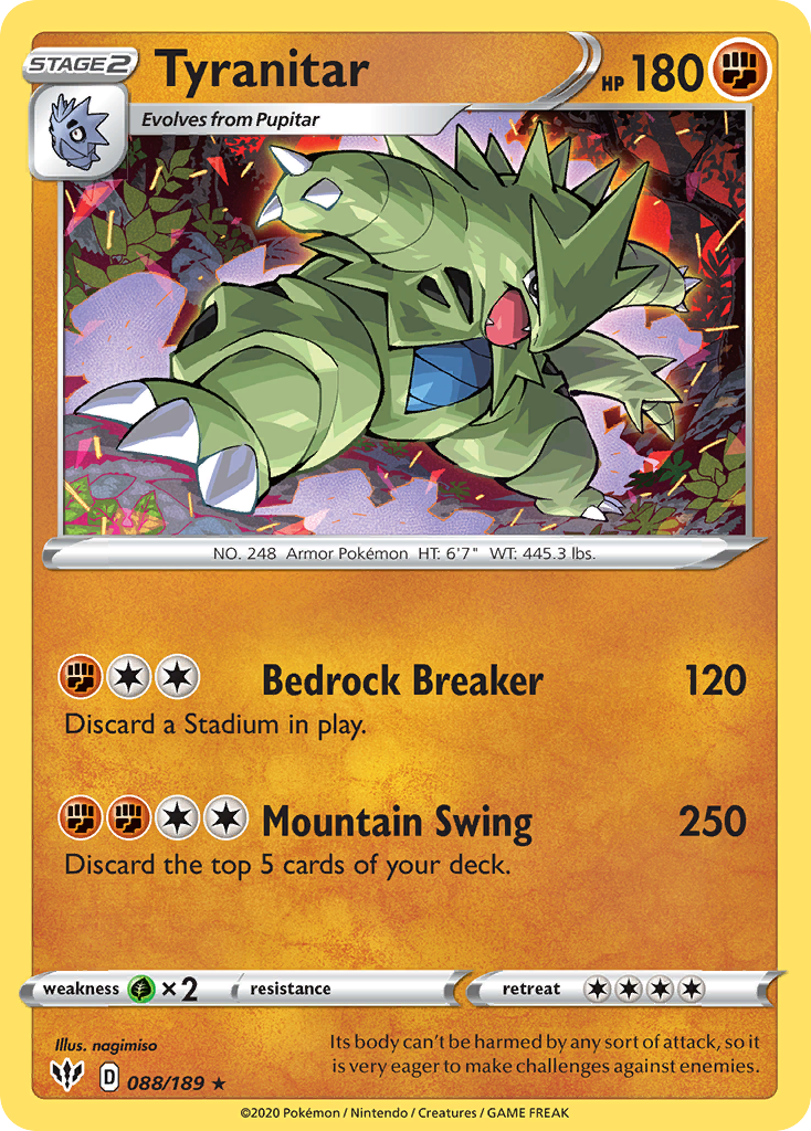 Tyranitar (088/189) [Sword & Shield: Darkness Ablaze] | Tables and Towers