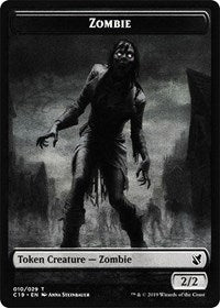 Zombie (010) // Zombie (011) Double-Sided Token [Commander 2019 Tokens] | Tables and Towers