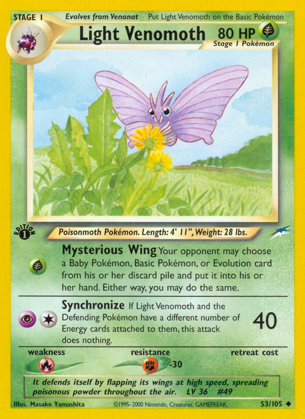 Light Venomoth (53/105) [Neo Destiny 1st Edition] | Tables and Towers