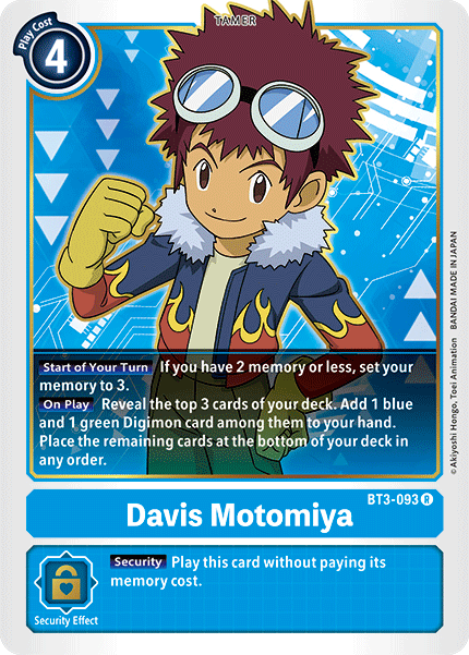 Davis Motomiya [BT3-093] [Release Special Booster Ver.1.5] | Tables and Towers