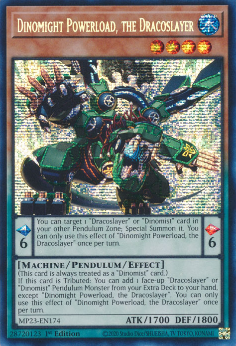 Dinomight Powerload, the Dracoslayer [MP23-EN174] Prismatic Secret Rare | Tables and Towers