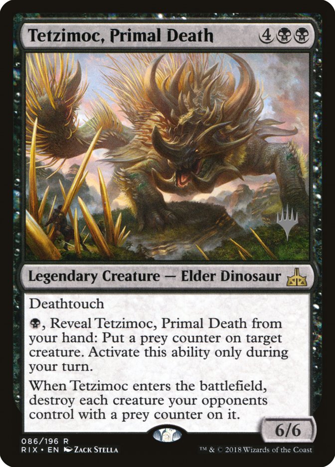 Tetzimoc, Primal Death (Promo Pack) [Rivals of Ixalan Promos] | Tables and Towers