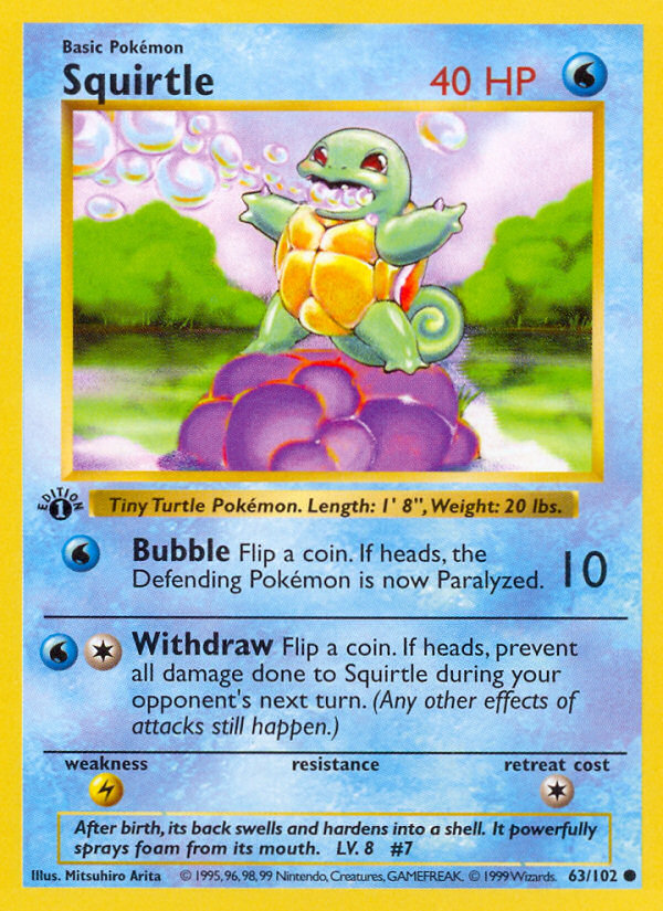 Squirtle (63/102) (Shadowless) [Base Set 1st Edition] | Tables and Towers