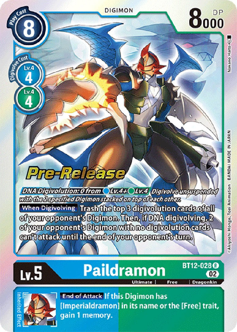 Paildramon [BT12-028] [Across Time Pre-Release Cards] | Tables and Towers