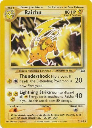 Raichu (21/64) [Neo Revelation Unlimited] | Tables and Towers