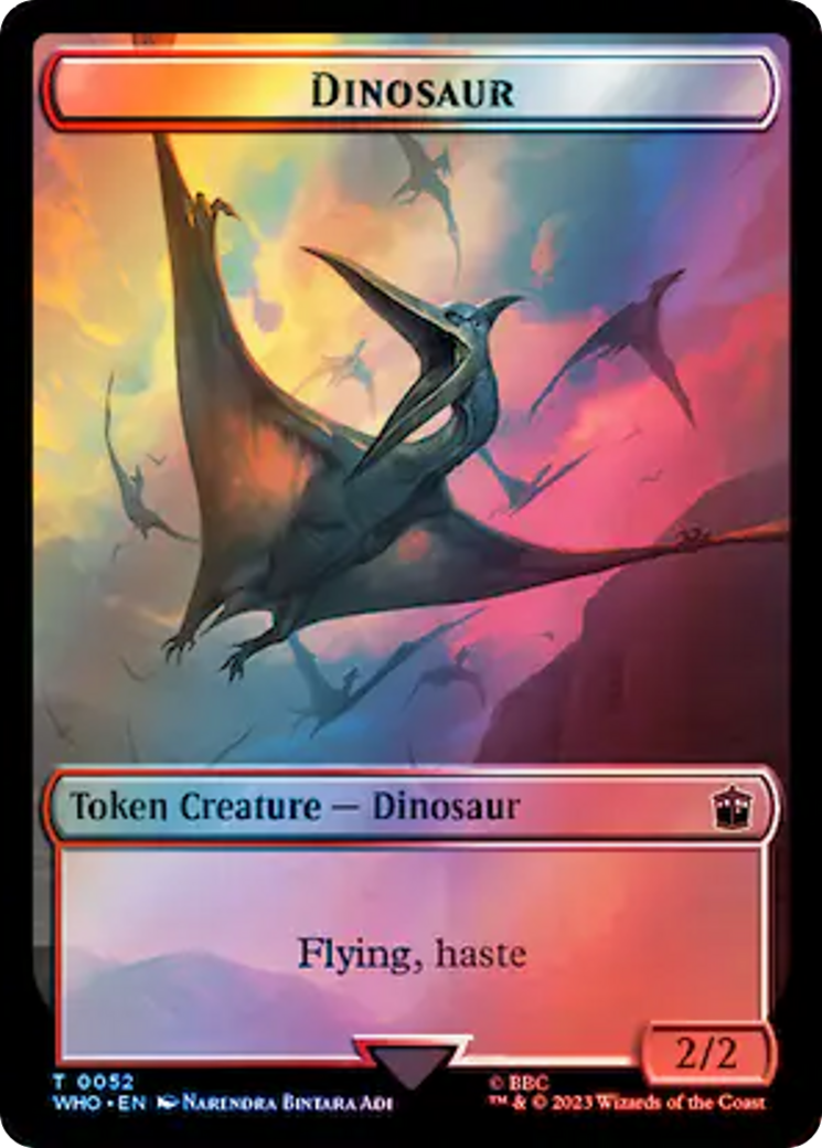 Human Rogue // Dinosaur Double-Sided Token (Surge Foil) [Doctor Who Tokens] | Tables and Towers