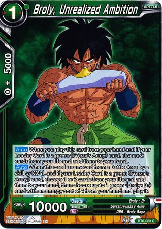 Broly, Unrealized Ambition (BT6-063) [Destroyer Kings] | Tables and Towers