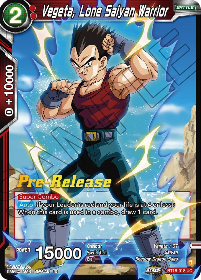 Vegeta, Lone Saiyan Warrior (BT18-018) [Dawn of the Z-Legends Prerelease Promos] | Tables and Towers